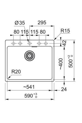 Franke Maris MRG 610-50 TL Fragranite Mat Zwart Spoelbak Opbouw met Kraangatbank  114.0668.630