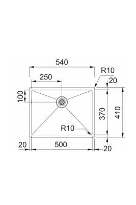 Franke Bolero Plus New R10 B2X 210-50-37 RVS Spoelbak Vlakinbouw, onderbouw en opbouw 50x37 cm 127.0730.521