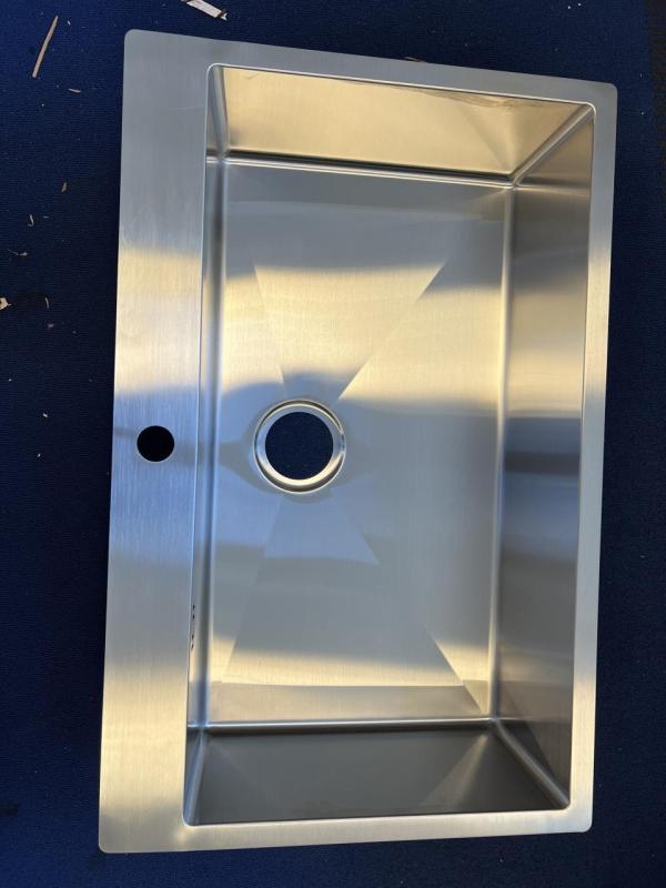 OUTLET Schade bak! Ausmann Oder Blue grote rvs spoelbak 79x50cm vlakbouw en opbouw met kraangatbank 1208970792