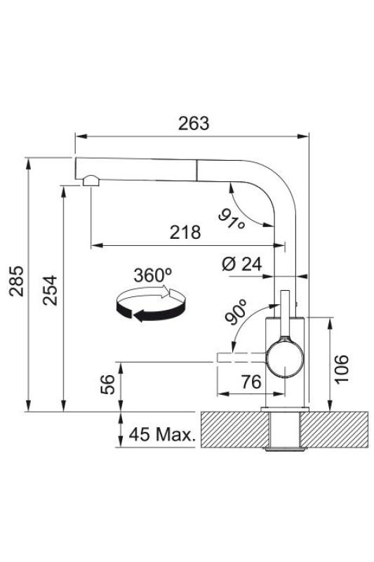 Franke Lina L Keukenkraan Zwart met Uittrekbare Uitloop 115.0712.435