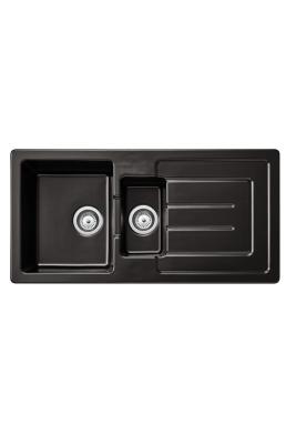 Ausmann Ceramic Sylva 1,5 Keramische Zwarte mat Spoelbak met Afdruipgedeelte 1000 x 500 mm 1208971127