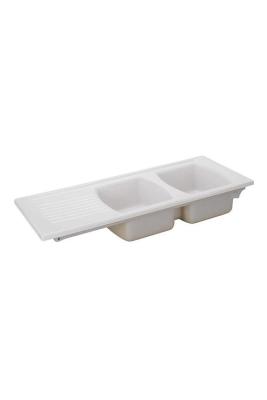 Ausmann Ceramic Crest Dubbele Keramische Witte Spoelbak met Afdruipgedeelte 1205 x 500 mm  1208971132
