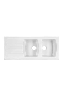 Ausmann Ceramic Crest Dubbele Keramische Witte Spoelbak met Afdruipgedeelte 1205 x 500 mm  1208971132