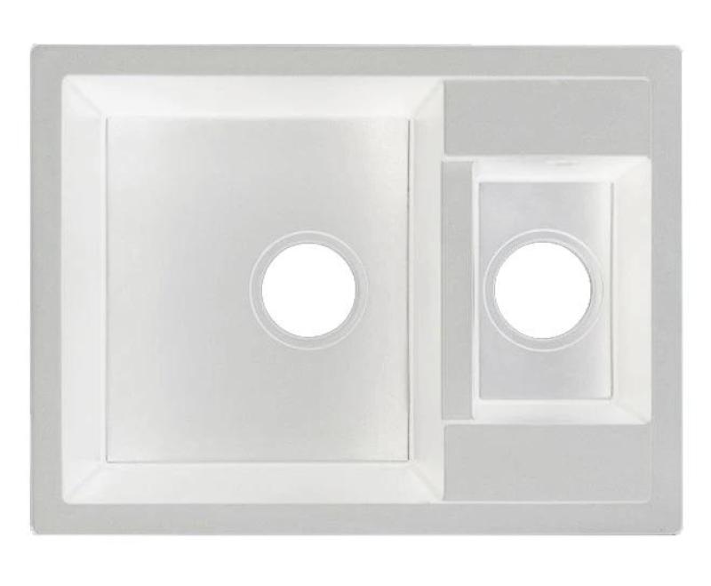 GraniteMy Smart extra ondiepe 1,5 granieten opbouw witte spoelbak 58x44cm met koper plug 1208970052