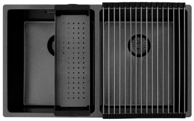 Pure.Sink Prestige Dubbele Gun metal spoelbak 70x40 cm 10mm radius onderbouw, vlakbouw en opbouw PPG343440-61