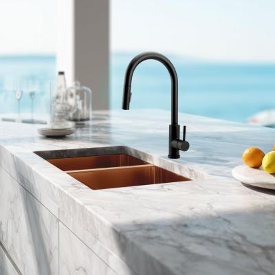 Pure.Sink Prestige Dubbele Koperen spoelbak 70x40cm 10mm radius onderbouw, vlakbouw en opbouw PPG343440-62