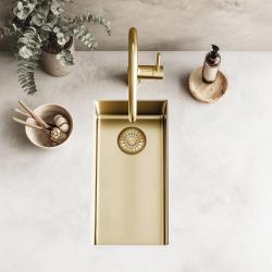Pure.Sink Exclusivo kleine Gouden spoelbak 18x40 cm 10mm radius onderbouw, vlakinbouw en opbouw PEX1840-60