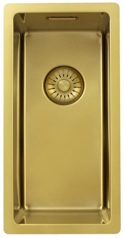 Pure.Sink Exclusivo kleine Gouden spoelbak 18x40 cm 10mm radius onderbouw, vlakinbouw en opbouw PEX1840-60