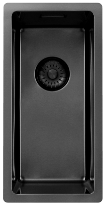 Pure.Sink Exclusivo Gun metal kleine spoelbak 18x40 cm 10mm radius onderbouw, vlakbouw en opbouw PEX1840-61