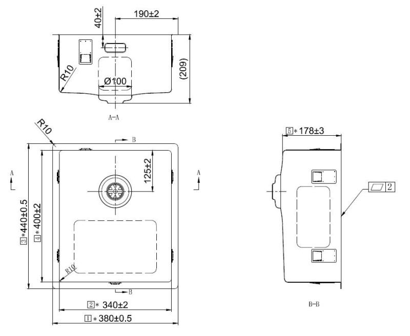 Pure.Sink Exclusivo Gouden spoelbak 34x40 cm 10mm radius onderbouw, vlakbouw en opbouw PEX3440-60