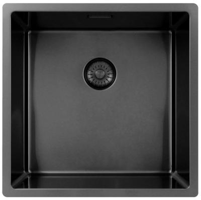 Pure.Sink Exclusivo Gun metal spoelbak 40x40 cm 10mm radius onderbouw, vlakbouw en opbouw PEX4040-61