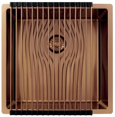 Pure.Sink Exclusivo Koperen spoelbak 40x40 cm 10mm radius onderbouw, vlakbouw en opbouw PEX4040-62