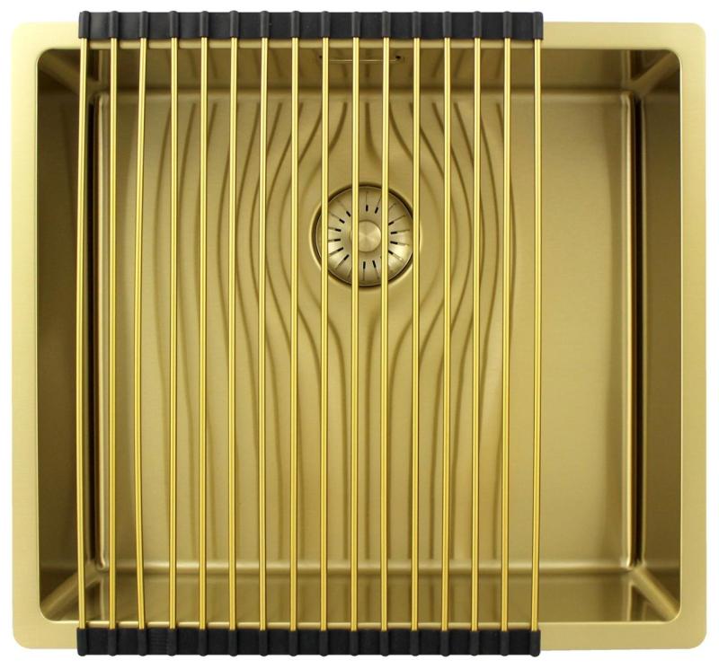 Pure.Sink Exclusivo Gouden spoelbak 45x40 cm 10mm radius onderbouw, vlakbouw en opbouw PEX4540-60