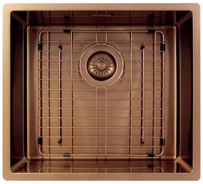 Pure.Sink Exclusivo Koperen spoelbak 45x40 cm 10mm radius onderbouw, vlakbouw en opbouw PEX4540-62