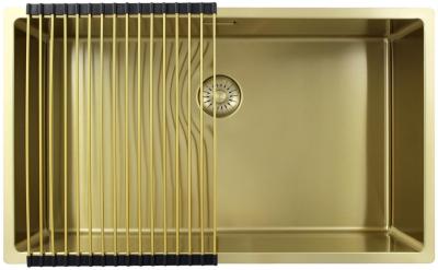 Pure.Sink Exclusivo grote Gouden spoelbak 70x40 cm 10mm radius onderbouw, vlakinbouw en opbouw PEX7040-60