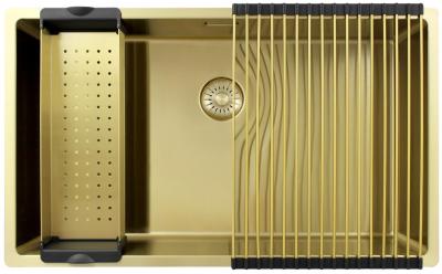 Pure.Sink Exclusivo grote Gouden spoelbak 70x40 cm 10mm radius onderbouw, vlakinbouw en opbouw PEX7040-60