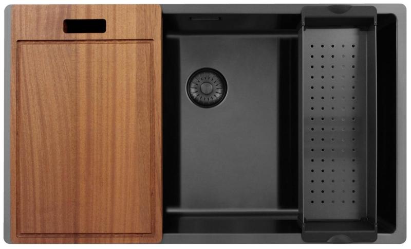 Pure.Sink Exclusivo grote Gun metal spoelbak 70x40 cm 10mm radius onderbouw, vlakinbouw en opbouw PEX7040-61