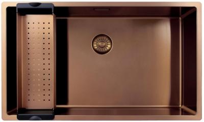 Pure.Sink Exclusivo grote Koperen spoelbak 70x40 cm 10mm radius onderbouw, vlakinbouw en opbouw PEX7040-62