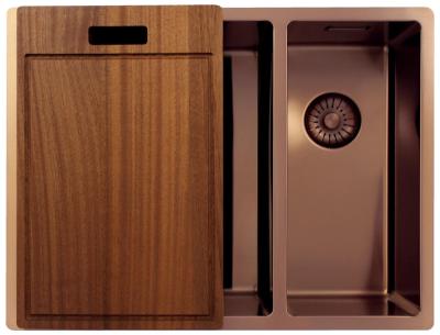 Pure.Sink Exclusivo Koperen 1,5 anderhalve spoelbak 34+18 cm 10mm radius PEX341840-62