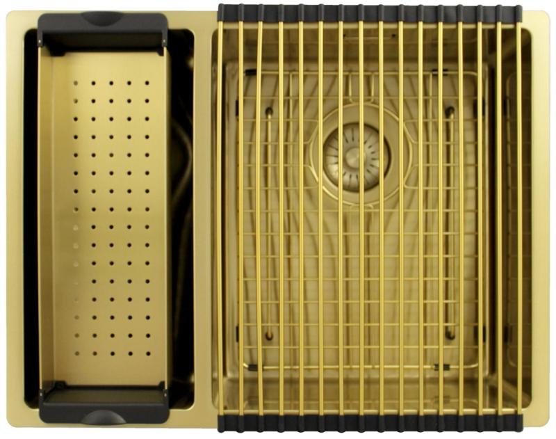 Pure.Sink Exclusivo Gouden 1,5 anderhalve spoelbak 18+34 cm 10mm radius PEX183440-60