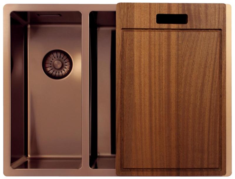 Pure.Sink Exclusivo Koperen 1,5 anderhalve spoelbak 18+34cm 10mm radius PEX183440-62