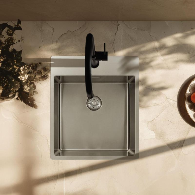 Pure.Sink Exclusivo RVS spoelbak 44x52 cm Tapwing met kraangatbank 10mm radius PEX4040T-02