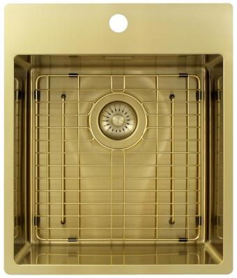 Pure.Sink Exclusivo Gouden spoelbak 44x52 cm Tapwing met kraangatbank 10mm radius  PEX4040T-60