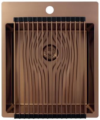 Pure.Sink Exclusivo Koperen spoelbak 44x52 cm Tapwing met kraangatbank 10mm radius PEX4040T-62