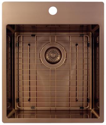 Pure.Sink Exclusivo Koperen spoelbak 44x52 cm Tapwing met kraangatbank 10mm radius PEX4040T-62