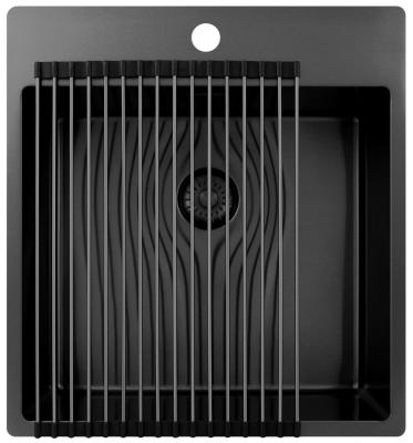 Pure.Sink Exclusivo Gun Metal spoelbak 49x52 cm Tapwing met kraangatbank 10mm radius PEX4540T-61