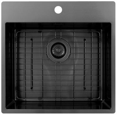 Pure.Sink Exclusivo Gun Metal spoelbak 54x52 cm Tapwing met kraangatbank 10mm radius  PEX5040T-61