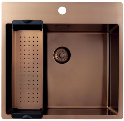 Pure.Sink Exclusivo Koperen spoelbak 54x52 cm Tapwing met kraangatbank 10mm radius PEX5040T-62