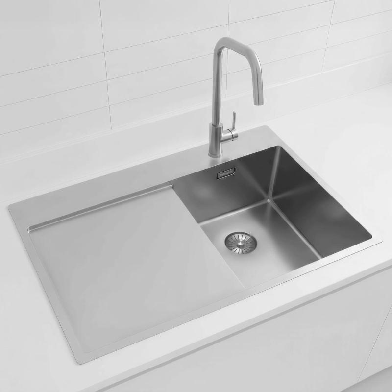Pure.Sink Exclusivo RVS kleine spoelbak met afdruipgedeelte 78x52 cm Tapwing rechts PEX3478RT-02