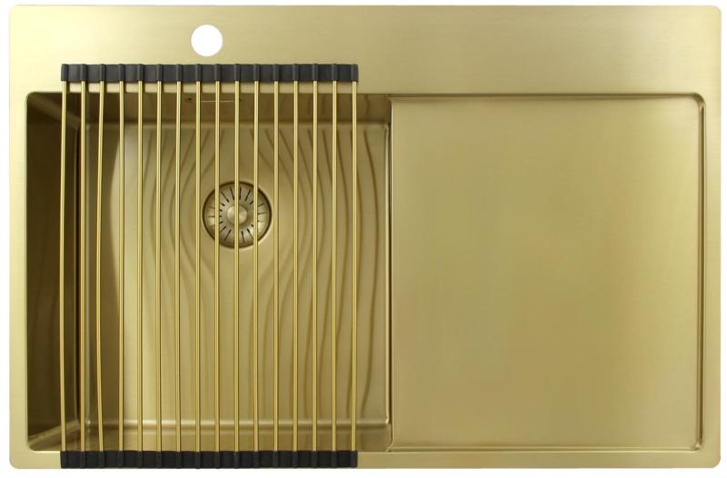 Pure.Sink Exclusivo Gouden spoelbak met afdruipgedeelte 78x52 cm Tapwing links PEX4078LT-60