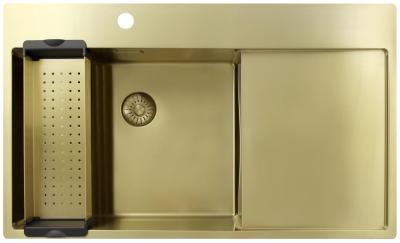Pure.Sink Exclusivo Gouden spoelbak met afdruipgedeelte 86x52 cm Tapwing links PEX5086LT-60