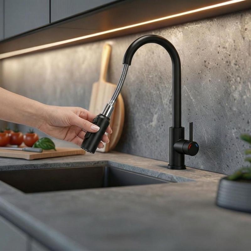 Quadri Viora Keukenmengkraan Zwart 3-weg met een extra aansluiting voor gefilterd water 1208971403