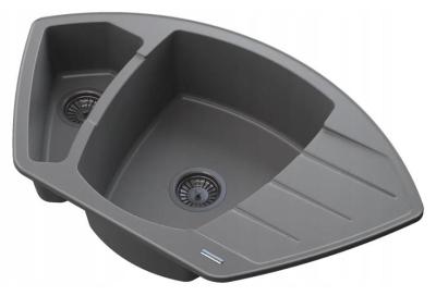 Graniteland Monte Granieten grijze Hoekspoelbak opbouw 901x538mm met RVS Plug 1208971416