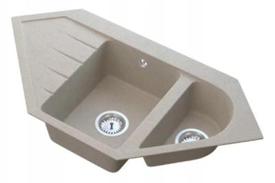 Graniteland Amiata Granieten beige Hoekspoelbak opbouw 965x496mm met RVS Plug 1208971417