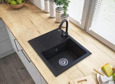 Graniteland Nex Granieten zwarte spoelbak met afdruipgedeelte 574x464 mm 1208971428