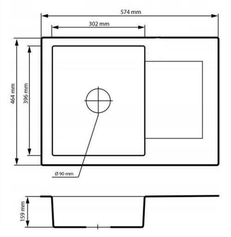 Graniteland Nex Granieten beige spoelbak met afdruipgedeelte 574x464 mm 1208971429