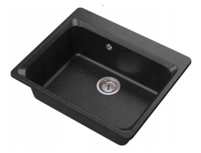 Graniteland Vastone Granieten Spoelbak 619x522 mm Arduin hardsteen look Opbouw met Kraangatbank en RVS Plug 1208971442
