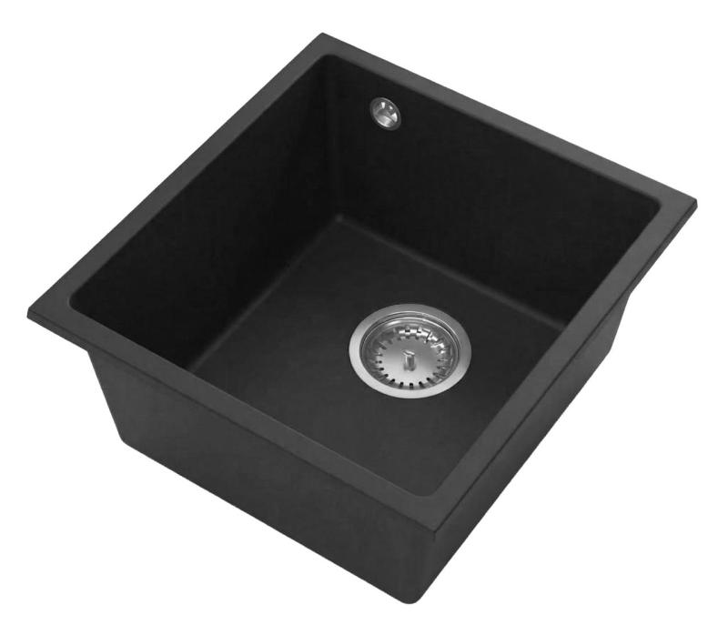 Graniteland Miniva Granieten Spoelbak Zwart onderbouw 385x410 mm 1208971450