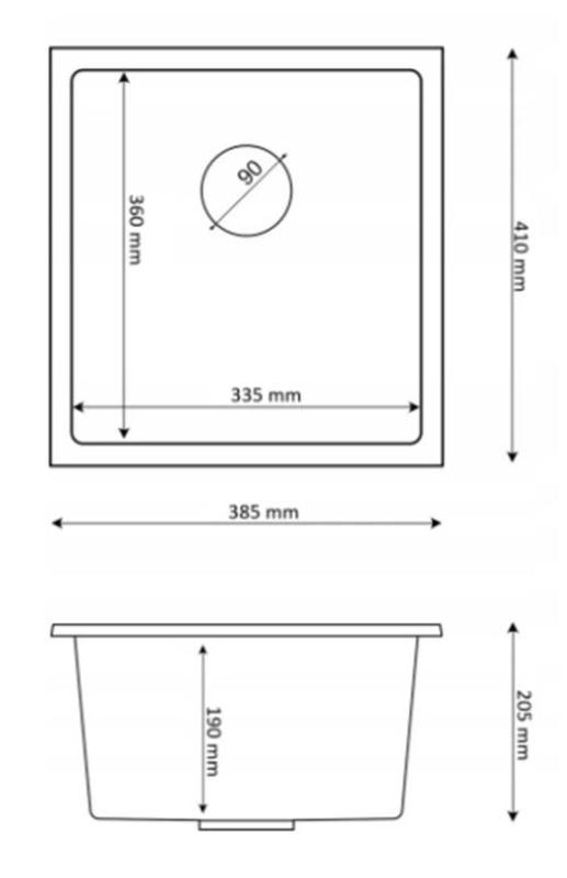 Graniteland Miniva Granieten Spoelbak Grijs onderbouw 385x410 cm 1208971453