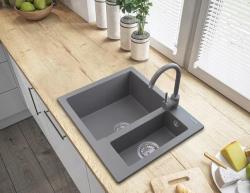Graniteland Adda Granieten Grijze 1.5 Spoelbak Opbouw 600x495mm 1208971456