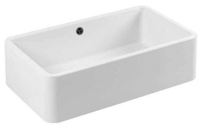 Ausmann Ceramic Mira Keramische Witte Spoelbak - Onderbouw en Tussenbouw 795 x 460 mm met Gun metal plug 1208971468