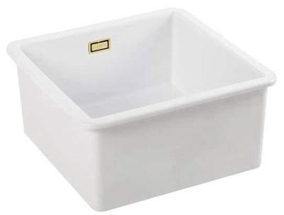 Ausmann Ceramic Ember Keramische Witte Vierkant  Spoelbak Opbouw en Onderbouw 40 x 40 cm met Gouden plug 1208971481