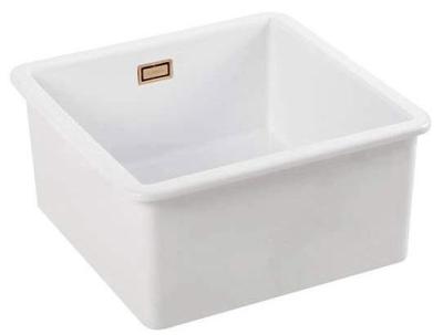 Ausmann Ceramic Ember Keramische Witte Vierkant  Spoelbak Opbouw en Onderbouw 40 x 40 cm met Koperen plug 1208971482