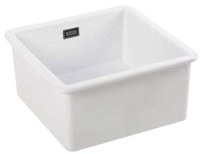 Ausmann Ceramic Ember Keramische Witte Vierkant  Spoelbak Opbouw en Onderbouw 40 x 40 cm met Gun metal plug 1208971483