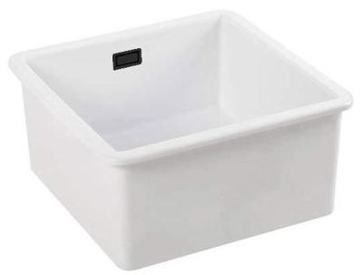 Ausmann Ceramic Ember Keramische Witte Vierkant  Spoelbak Opbouw en Onderbouw 40 x 40 cm met Zwarte plug 1208971484