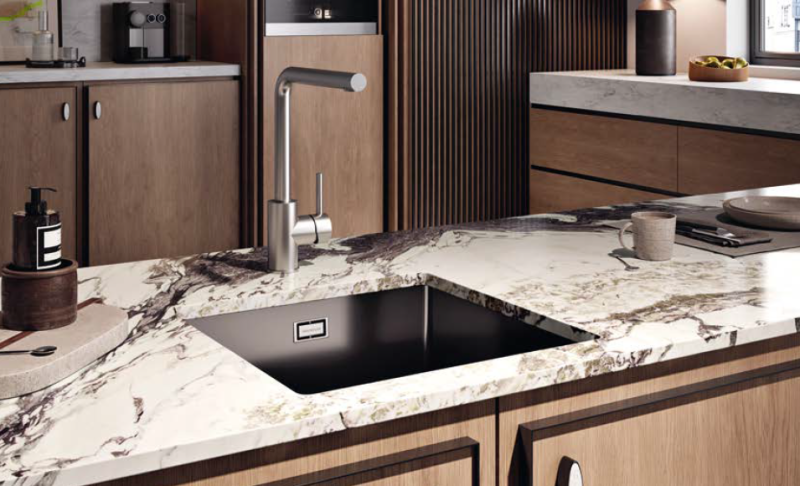 Ausmann Ceramic Ember Keramische Mat Zwarte Vierkant  Spoelbak Opbouw en Onderbouw 40 x 40 cm met Koperen  plug 1208971487